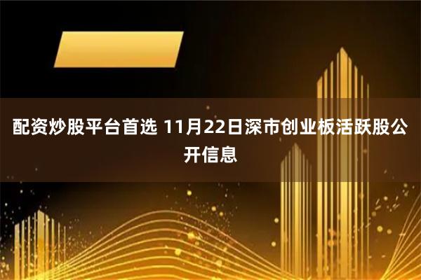 配资炒股平台首选 11月22日深市创业板活跃股公开信息